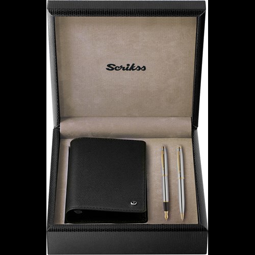  SDR304 Hediyelik Set 39 Dolma Kalem - Tükenmez Kalem Gold Krom ve Jotter Siyah