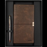 SD700-C2-A Toledo Premium Defter C7 Kahverengi & Knight 88 Gold Krom Tükenmez Kalem Seti Ürün görseli