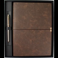 SD700-B2-B Toledo Premium Defter B5 Kahverengi & Honour 38 Saten Altın Roller Kalem Seti Ürün görseli