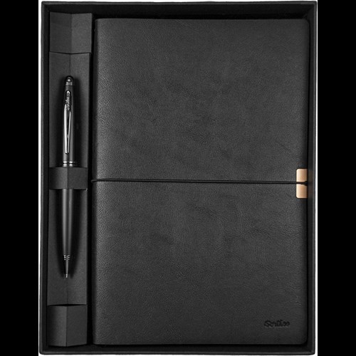 SD700-1-A Toledo Premium Defter A5 Siyah & Knight 88 Mat Siyah Tükenmez Kalem Seti