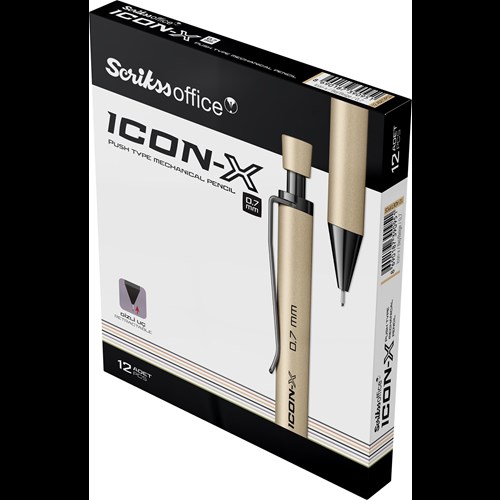 Icon-X Mekanik Kurşun Kalem Metal 0.7 mm Bej 12'li Kutu