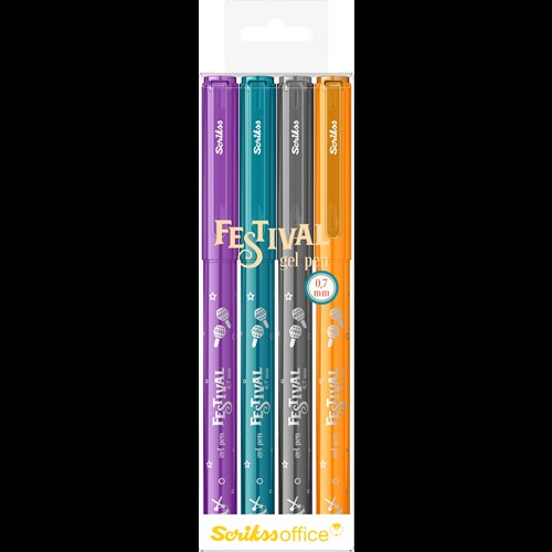 Festival Jel Tükenmez Kalem 0.7 mm Vivid Renkler 4'Lü Blister-2