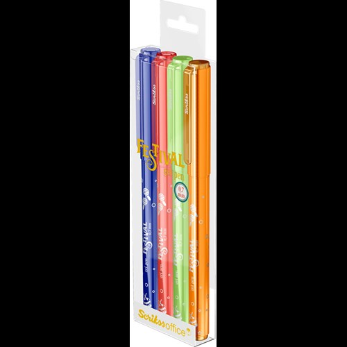 Festival Jel Tükenmez Kalem 0.7 mm Vivid Renkler 4'Lü Blister-1