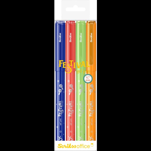 Festival Jel Tükenmez Kalem 0.7 mm Vivid Renkler 4'Lü Blister-1