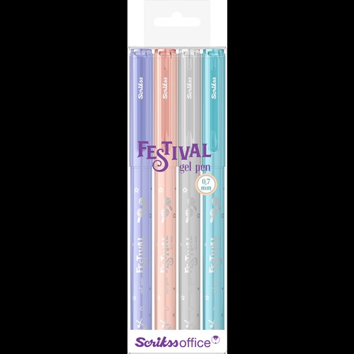 Festival Jel Tükenmez Kalem 0.7 mm Pastel Renkler 4'Lü Blister