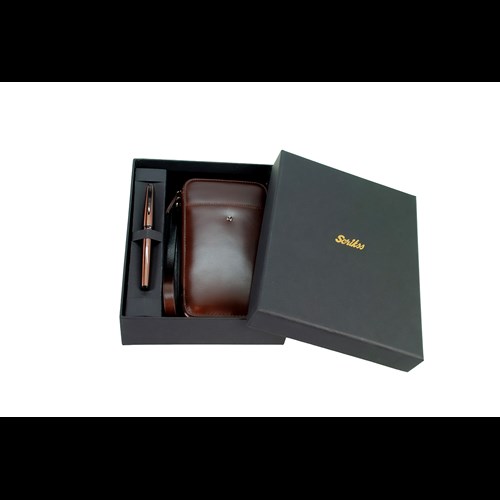 DR 2010-S2 Hakiki Deri El Çantasi Kahve & 78MR Roller Rose Set