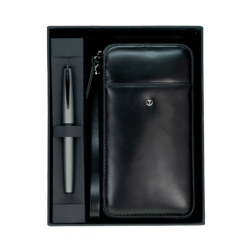 DR 2010-S1 Hakiki Deri El Çantasi Siyah & 78MG Roller Mat Gri Set