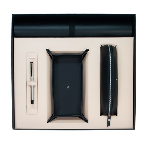 DMS 1010-1 Hakiki Deri Masa Seti Siyah & 64 Roller Siyah Krom