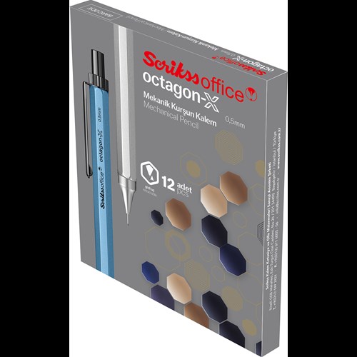 Octagon-X Mekanik Kurşun Kalem 0.5 mm Mavi 12'li Kutu