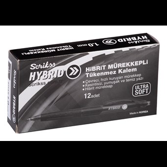  Hybrid Jel Tükenmez Kalem 1.0 mm 12'li Kutu Siyah
