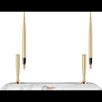İkili Masa Takımı Beyaz Mermerli 17 Dolma Kalem & Dolma Kalem Gold