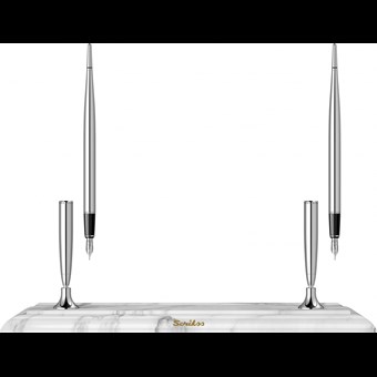 İkili Masa Takımı Beyaz Mermerli Dolma Kalem & Dolma Kalem Krom