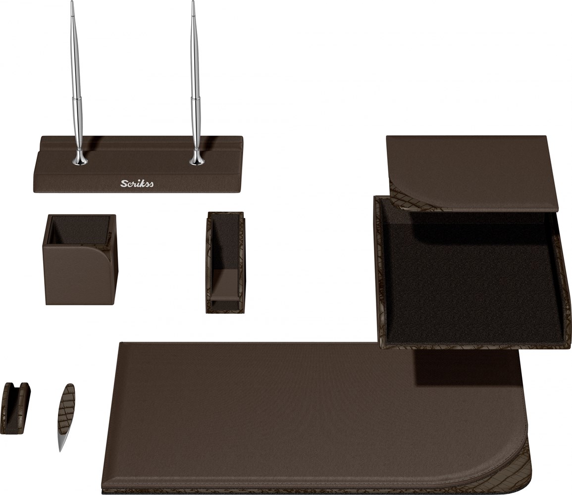  Sümen Takımı Deluxe Hakiki Deri Kahverengi Ürün görseli