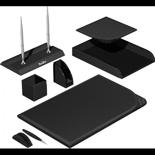  Sümen Takımı Deluxe Hakiki Deri Siyah