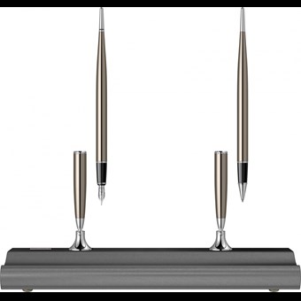 İkili Masa Takımı Füme Masif Dolma Kalem & Tükenmez Kalem Titanyum