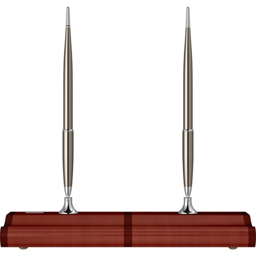  İkili Masa Takımı Mat Ceviz Ağacı Dolma Kalem - Tükenmez Kalem Titanyum