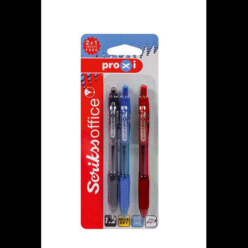 Proxi Jel Tükenmez Kalem 1.2 mm 3'lü Blister Siyah - Mavi - Kırmızı