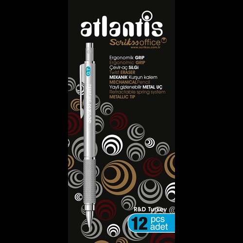 Atlantis Mekanik Kurşun Kalem 0.7 mm Siyah 12'li Kutu