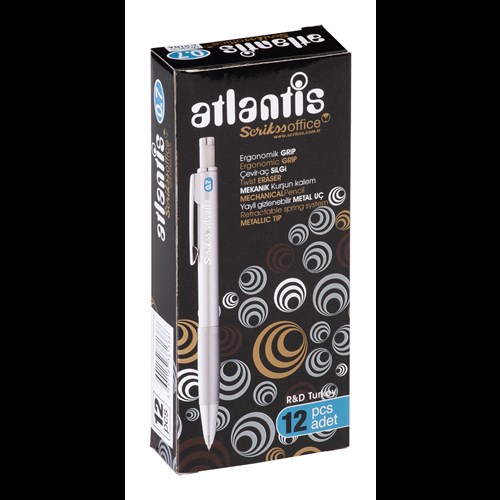  Atlantis Mekanik Kurşun Kalem 0.7 mm 12'li Kutu Gümüş