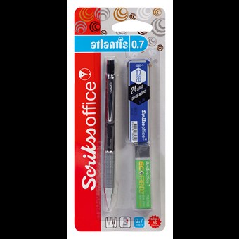 Atlantis Mekanik Kurşun Kalem 0.7 mm Siyah - Silgi - Min 3'lü Blister
