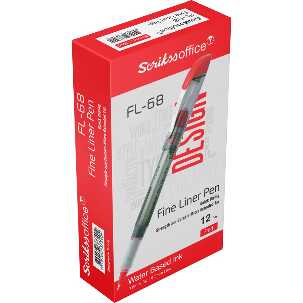  FL68 Fine Liner Tükenmez Kalem 0.6mm Kırmızı 12'li Kutu Ürün görseli