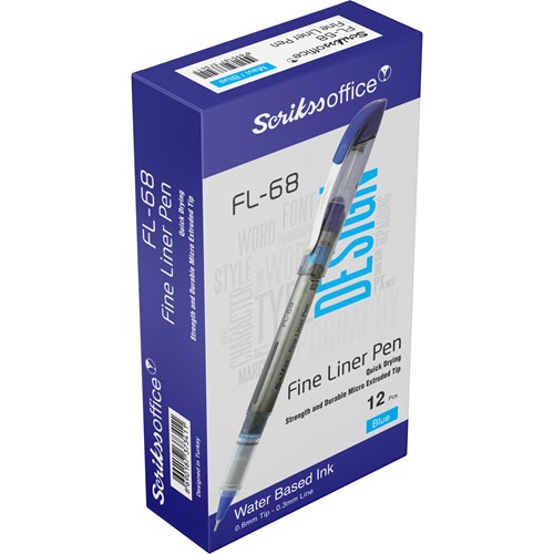  FL68 Fine Liner Tükenmez Kalem 0.6mm Mavi 12'li Kutu