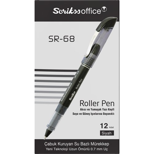  SR68 Roller Kalem 0.7 mm 12'li Kutu Siyah