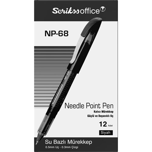 NP68 İğne Uçlu Tükenmez Kalem 0.5 mm 12'li Kutu Siyah