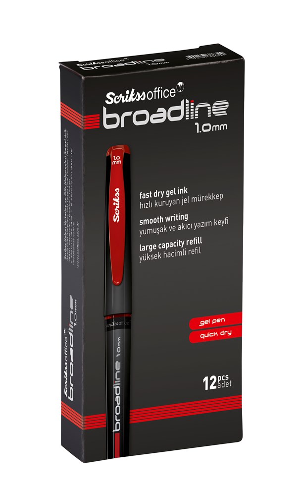  Broadline Jel Tükenmez Kalem 1.0 mm 12'li Kutu Kırmızı Ürün görseli