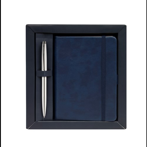 Sıvama Kalın Kapak Defter A6 Lacivert-108M Prestige Krom Tükenmez Kalem