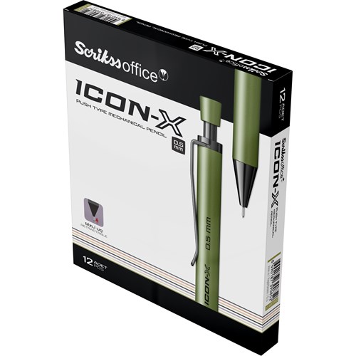 Icon-X Mekanik Kurşun Kalem Metal 0.5 mm Yeşil 12'li Kutu
