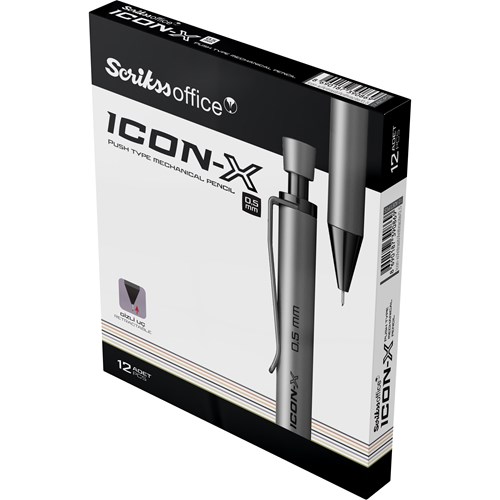 Icon-X Mekanik Kurşun Kalem Metal 0.5 mm Antrasit 12'li Kutu