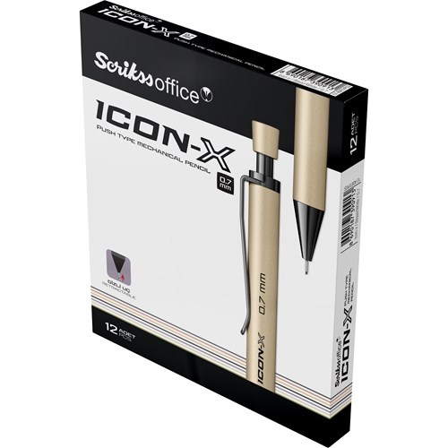 Icon-X Mekanik Kurşun Kalem Metal 0.7 mm Beyaz 12'li Kutu